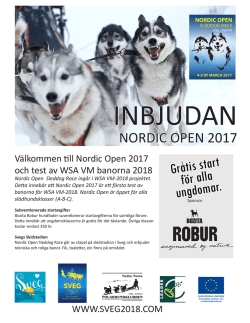 Inbjudan Nordic Open Sveg 2017