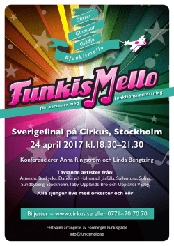 Sverigefinal på Cirkus, Stockholm 24 april 2017 kl.18.30–21.30