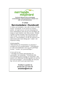 Norrlands miljövård söker Serviceledare i Sundsvall