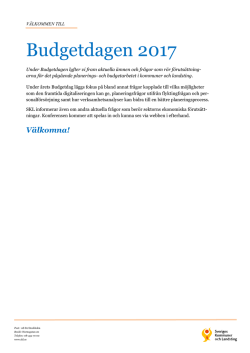 Budgetdagen 2017 - Sveriges Kommuner och Landsting