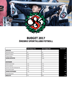BUdGet 2017 - ÖSK Fotboll