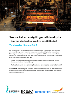 Svensk industris väg till global klimatnytta