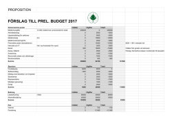 Preliminär budget 2017