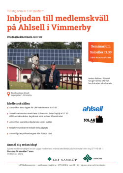 Inbjudan till medlemskväll på Ahlsell i Vimmerby