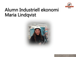 Alumn Industriell ekonomi Maria Lindqvist