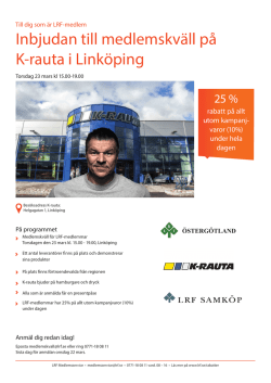 Inbjudan till medlemskväll på K-rauta i Linköping