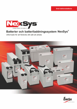 NexSys Batterier och batteriladdningssystem - EnerSys