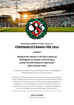Kallelse samt dagordning Örebro SK Fotboll