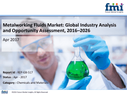 Metalworking Fluids Market will Increase at a CAGR of 3.4% during 2016-2026