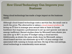 How Cloud Technology Can Improve your Business