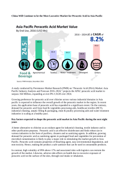 Asia Pacific Peracetic Acid Market Projected to Reach 164 Million By 2024 