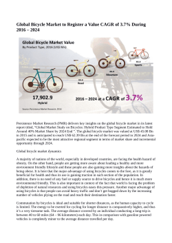 Bicycle Market Anticipated to Reach US$ 62.39 Billion By 2024