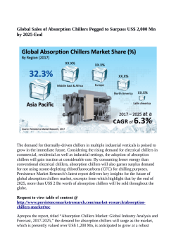 Absorption Chillers Market Anticipated to Reach US$ 2 Billion By 2025