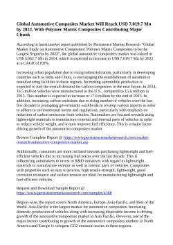 Automotive Composites Market Anticipated To Reach US$ 7,019.7 Million By 2022