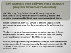 Amt warranty corp delivers home warranty program for homeowners safety