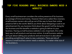 Top Five Reasons Small Business Owners need a Website