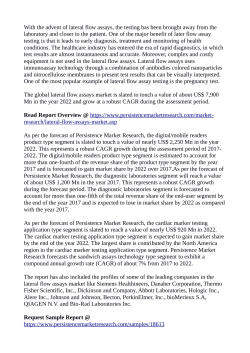 Lateral Flow Assays Market Expected To Value US$ 7,900 Mn By 2022