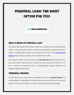 Personal loan The right option for you