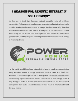 4 Reasons For Renewed Interest In Solar Energy