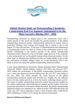 Waterproofing Chemicals Market to Cross US$ 13,200 Mn by 2026