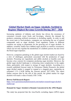 Sugar Alcohols Market to Cross US$ 1.4 Bn by 2026