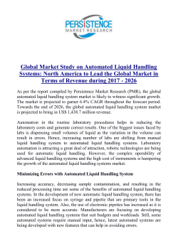 Automated Liquid Handling Systems Market to Cross US$ 1,438.7 Mn by 2026