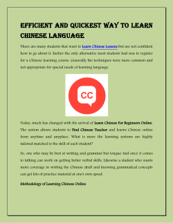 Efficient and Quickest Way to Learn Chinese Language