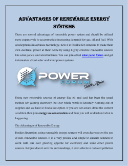 Advantages of Renewable Energy Systems