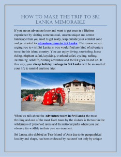 How to make the trip to Sri Lanka memorable