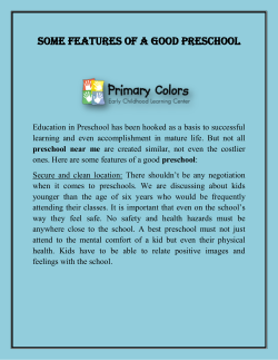 Some Features of a Good Preschool