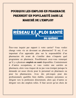 Pourquoi les emplois en pharmacie gagnent en popularité