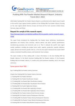 Pudding Milk Tea Powder Market Research Report Industry Trend 2013 -2022
