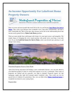 An Income Opportunity For Lakefront Home Property Owners