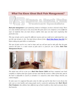 What You Know About Back Pain Management