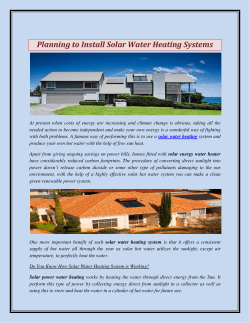 Planning to Install Solar Water Heating Systems