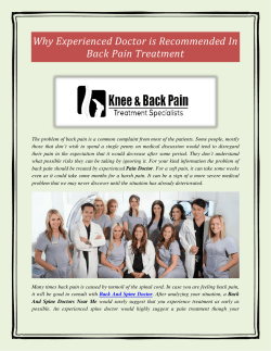 Why Experienced Doctor is Recommended In Back Pain Treatment