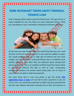 Some necessary things about Personal Finance Loan