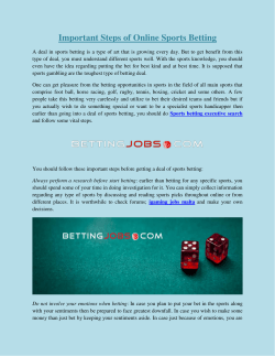 Important Steps of Online Sports Betting