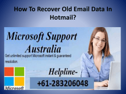How To Recover Old Email Data In Hotmail