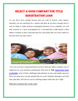 Select A Good Company For Title Registration Loan