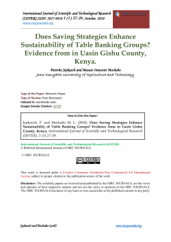 SAVING STRATEGIES AND SUSTAINABILITY OF TABLE BANKING GROUPS IN UASIN GISHU COUNTY