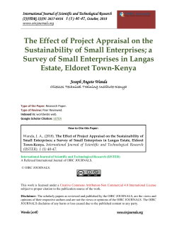 The Effect of Project Appraisal on the Sustainability of Small Enterprises; a Survey of Small Enterprises in Langas Estate, Eldoret Town-Kenya