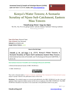 KENYA’S WATER TOWERS A SCENERIO SCRUTINY OF NJORO SUB CATCHMENT, EASTERN MAU TOWERS