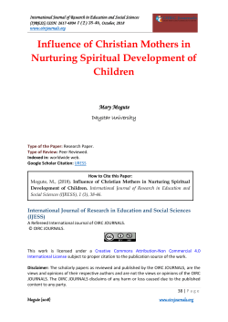 REVISED PAPER ON THE INFLUENCE OF CHRISTIAN MOTHERS IN THE SPIRITUAL DEVELOPMENT OF THEIR CHILDREN FULL PAPER