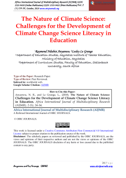The nature of climate science Challenges for the development of climate change science literacy in education