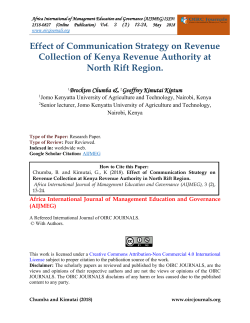 Effect of Communication Strategy on Revenue Collection at Kenya Revenue Authority IN NORTH RIFT REGION