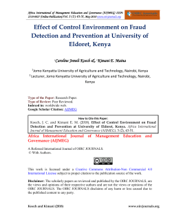 EFFECT OF CONTROL ENVIRONMENT ON FRAUD DETECTION AND PREVENTION AT UNIVERSITY OF ELDORET, KENYA