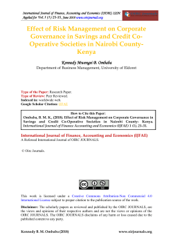 EFFECT OF RISK MANAGEMENT ON CORPORATE GOVERNANCE of SACCOS IN NAIROBI KENYA