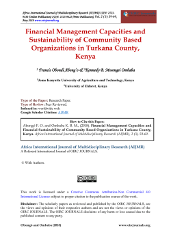 FINANCIAL MANAGEMENT CAPACITIES AND FINANCIAL SUSTAINABILITY OF COMMUNITY BASED ORGANIZATIONS IN TURKANA COUNTY, KENYA