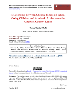 Relationship between Chronic Illness on School Going Children and Academic Achievement in Ainabkoi County, Kenya